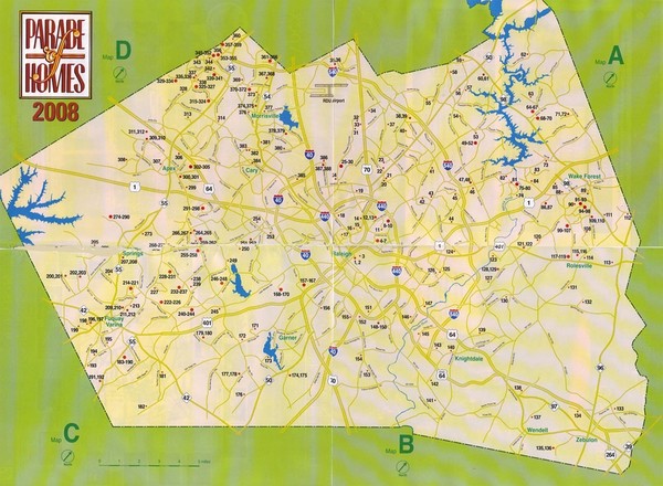 Area Codes Near Raleigh, North Carolina Map