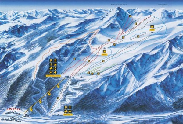 Arinsal Piste, Andorra Skiing Map