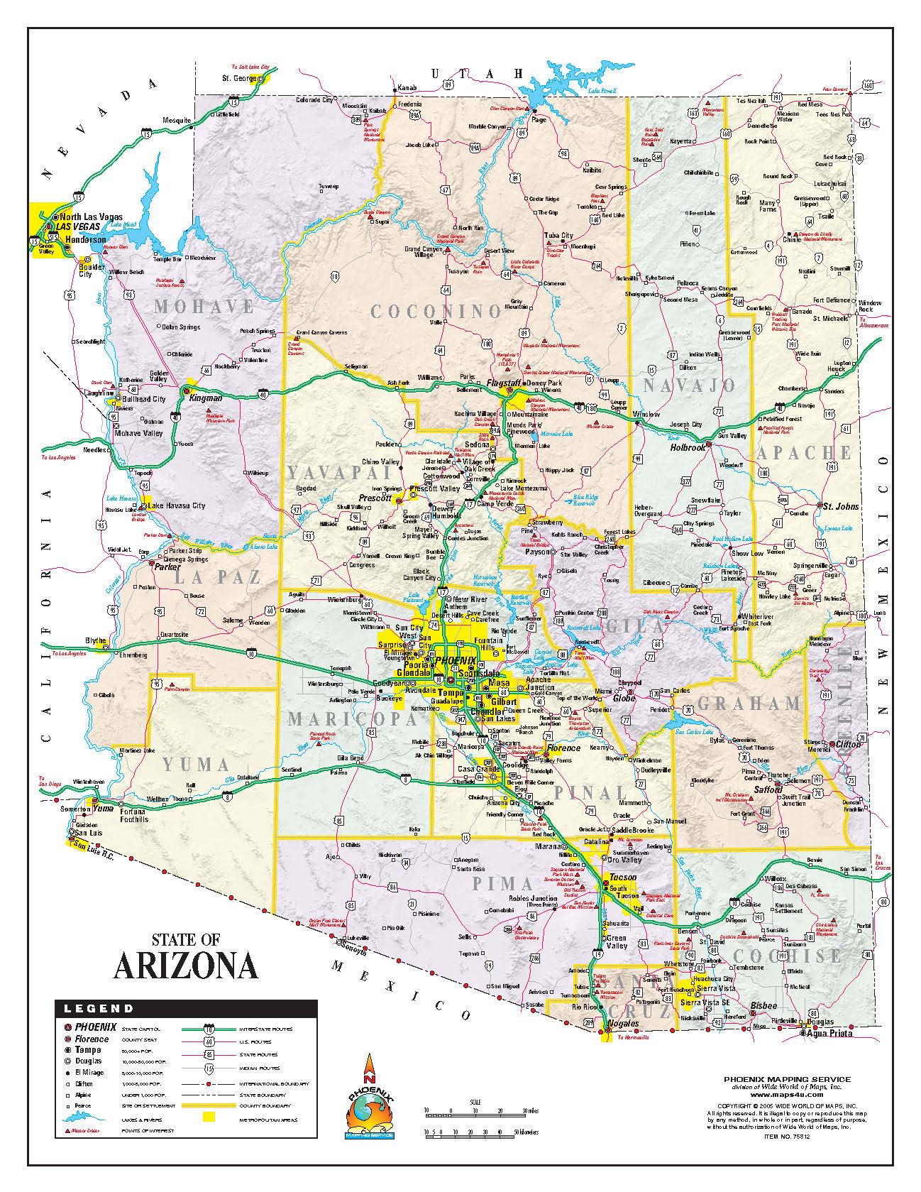 arizona-state-road-map-arizona-us-mappery