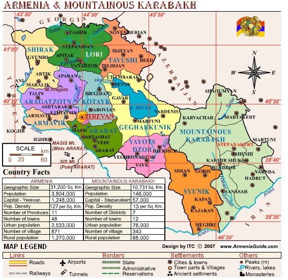 Armenia & Nagorny Karabakh Map