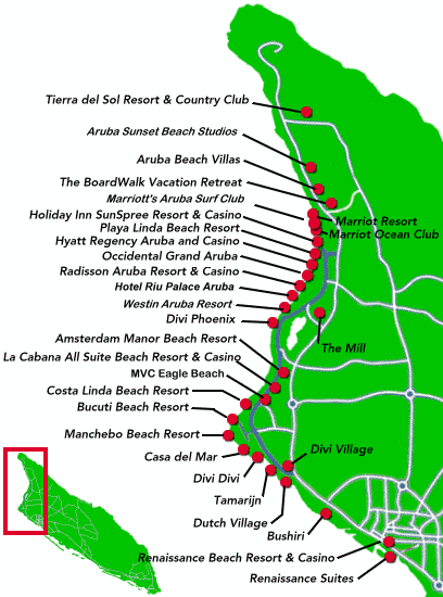 Aruba Hotel Map