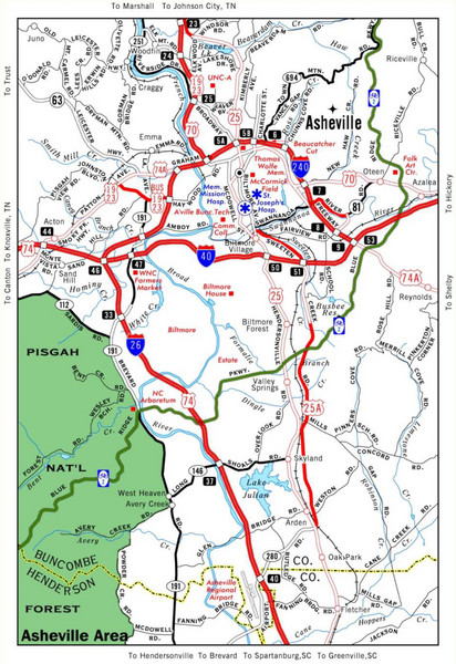 Asheville, NC Tourist Map