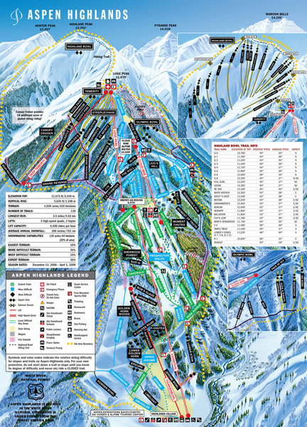 Aspen Highlands Ski Trail Map