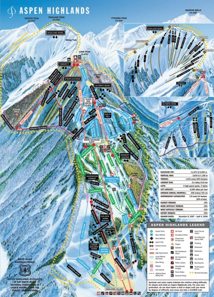 Aspen Highlands Ski Trail Map
