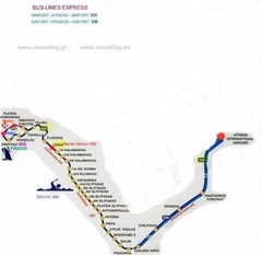 Athen Airport Bus Line Map