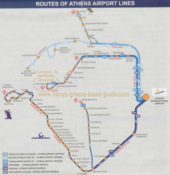 Athens Airport Lines Map