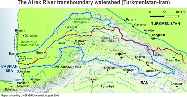 Atrek river watershed Map