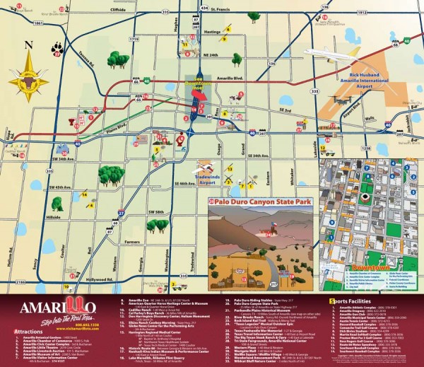 Attractions in Amarillo, Texas Map