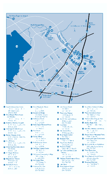 Attractions in Waco, Texas Map