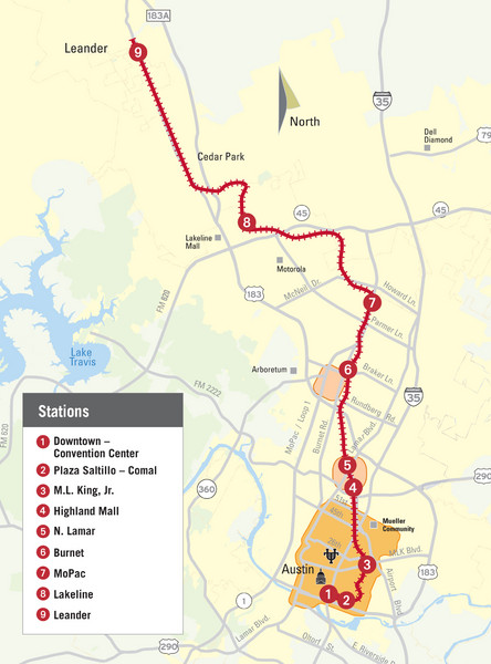 Austin MetroRail Map