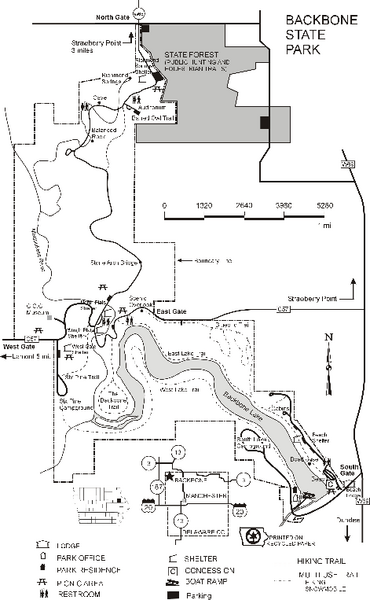 Backbone State Park Map Backbone State Park Map - Dundee Ia • Mappery