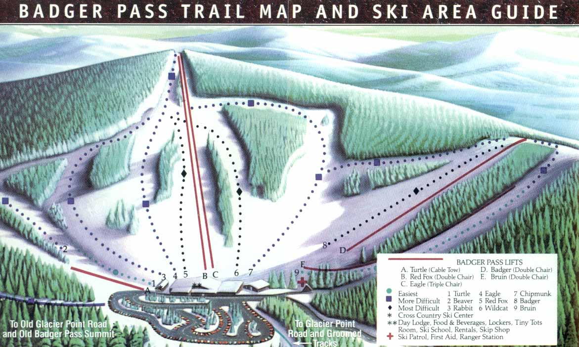 Badger Pass Ski Trail Map Yosemite National Park California • mappery