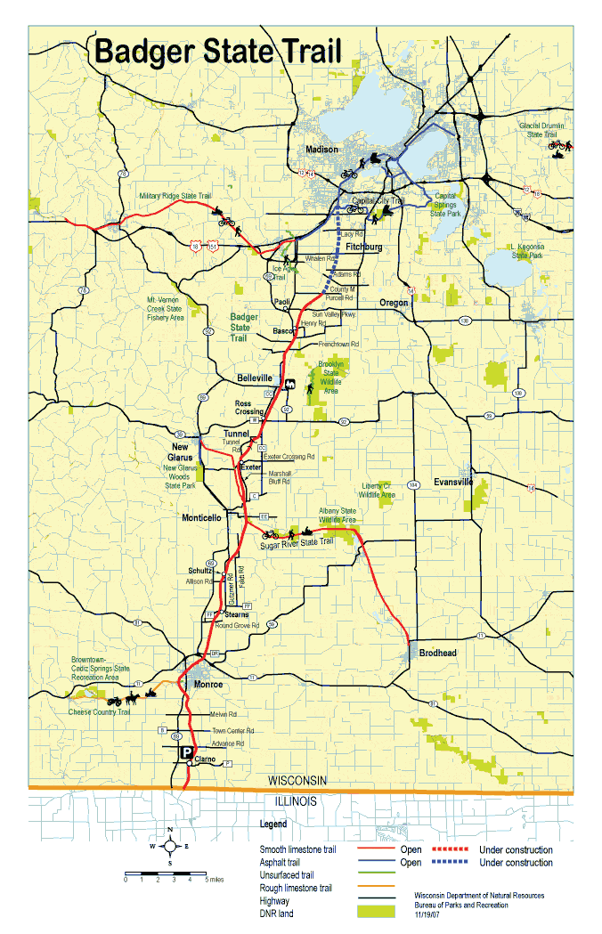 Badger State Trail Map - Monticello WI USA • mappery