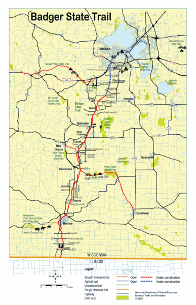 Badger State Trail Map - Monticello WI USA • mappery