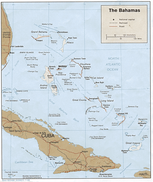 Bahamas Tourist Country Map