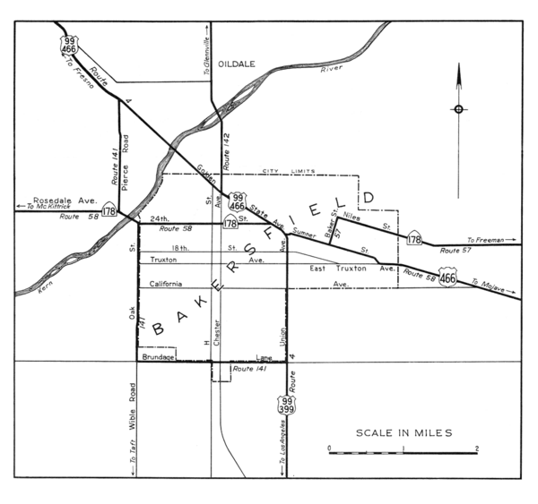 Bakersfield, 1944 Map
