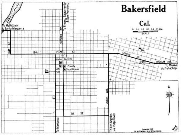 Bakersfield California, 1917 Map