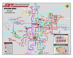 Bakersfield California Bus System Map (G.E.T. Bus)