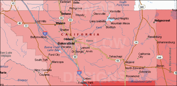 Bakersfield's Location in Kern County Map