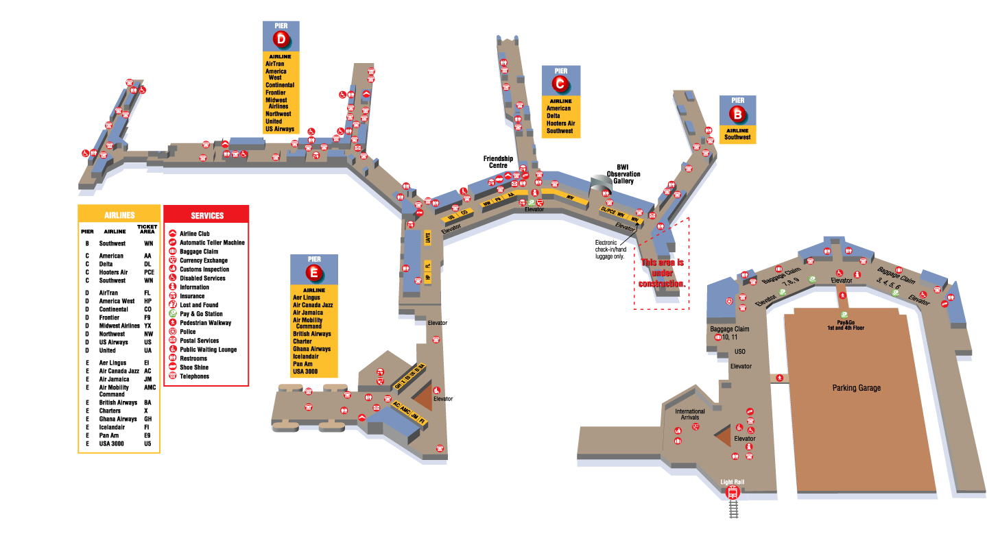Baltimore Washington International Airport Map BWI Airport • mappery