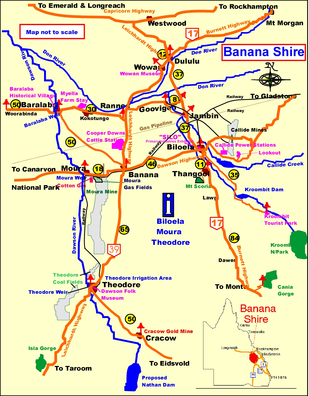 Banana Shire Tourist Map Biloela Australia • mappery