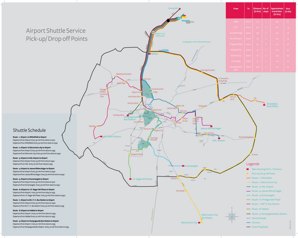 Bangalore International Airport Shuttle Schedule and Map