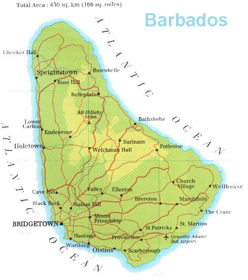 Road Map Of Barbados Barbados Map • Mappery