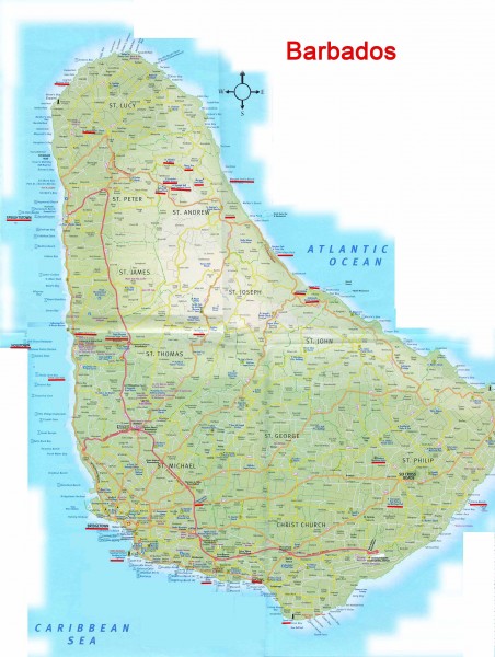 Barbados Road Map Printable barbados-road-map-printable