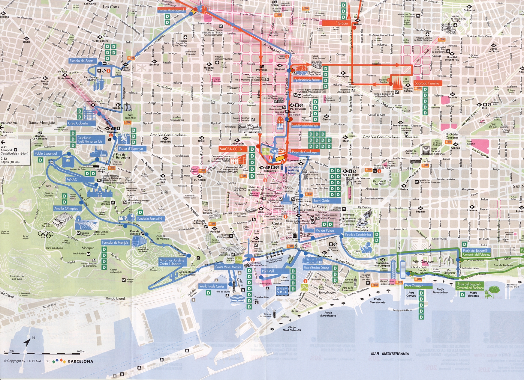 Barcelona Tourist Map - Barcelona • mappery
