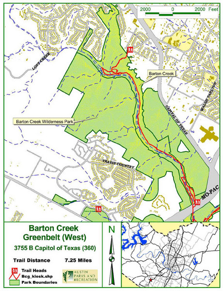 Barton Creek Greenbelt West Map