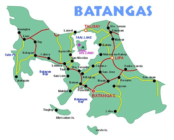 Batangas in philippine map