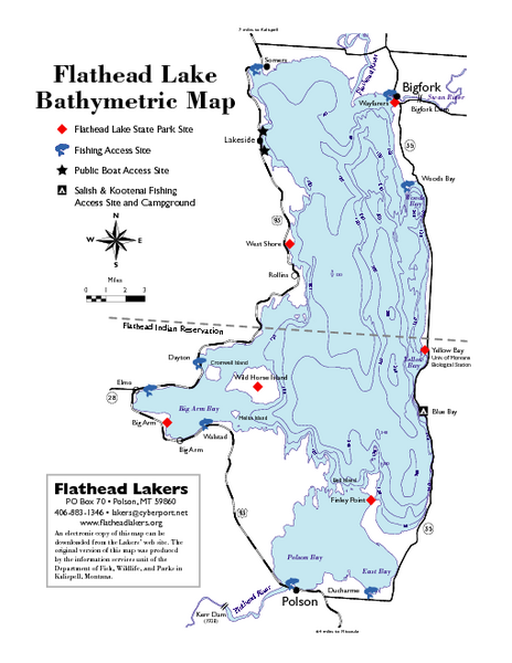 Bathymetric Map Of Flathead Lake Flathead Lake Mt Mappery