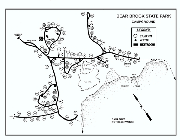 Bear Brook State Park Campground map