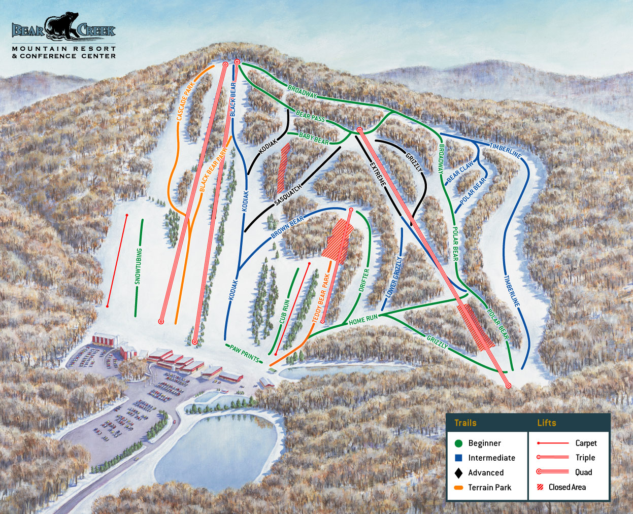Bear Creek Ski and Recreation Area Ski Trail Map Alburtis