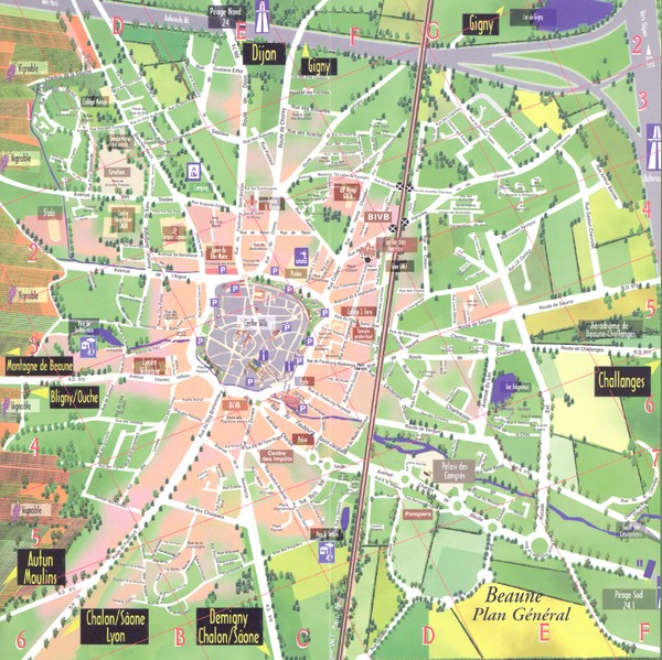 Beaune plan general Map