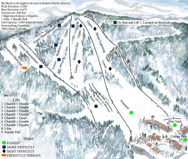 Beech Mountain Ski Resort Ski Trail Map