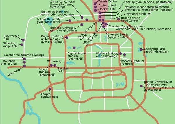 Beijing Olympic Venues Map
