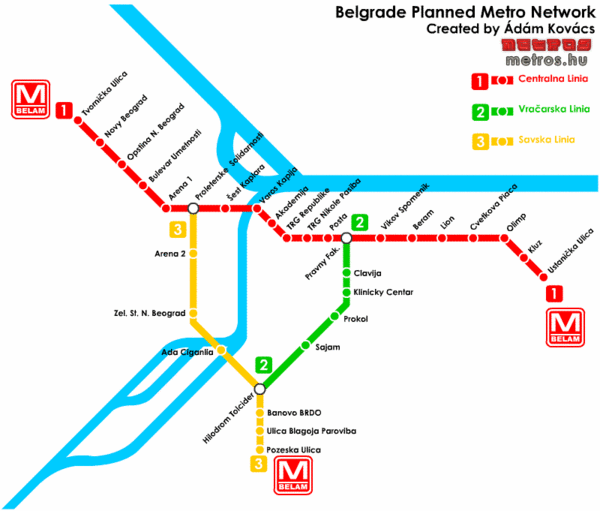 mapa metroa beograd Belgrade Metro Map   Belgrade Serbia • mappery mapa metroa beograd