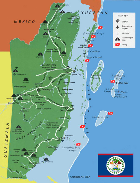 Belize Regional Tourist Map