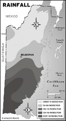 Belize rainfall Map