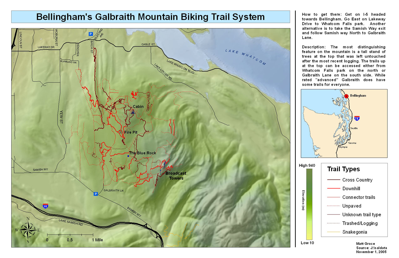 Bellingham Galbraith Mountain Biking Trail Map Park