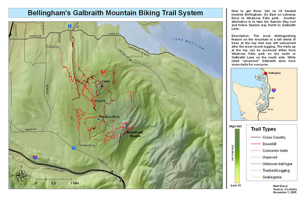 Galbraith Mountain Trail Map Bellingham Galbraith Mountain Biking Trail Map - Whatcom Park Bellingham Wa  • Mappery