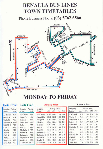 Benalla Bus Lines Map