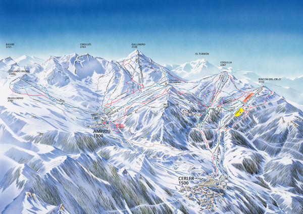 Benasque-Cerler Region Ski Trail Map