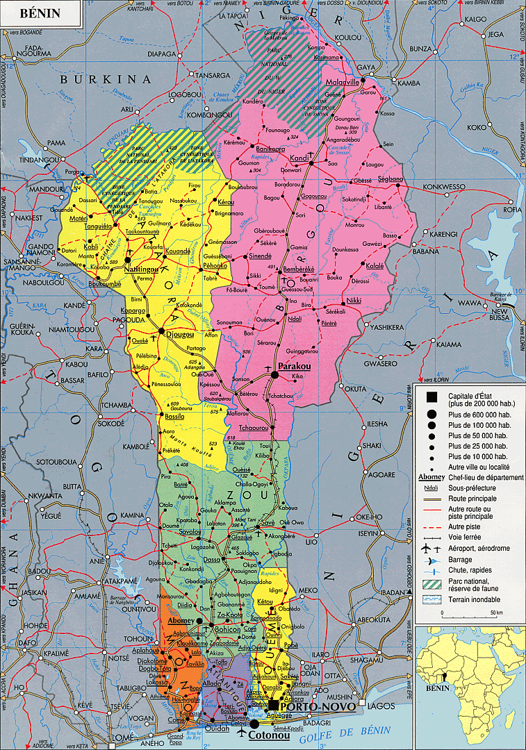 Benin Politische Karte