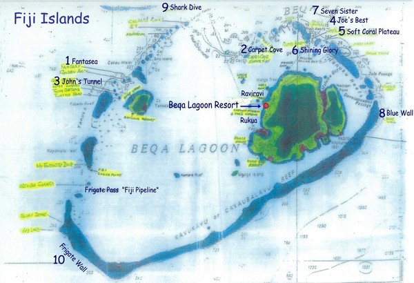 Beqa Island dive sites Map