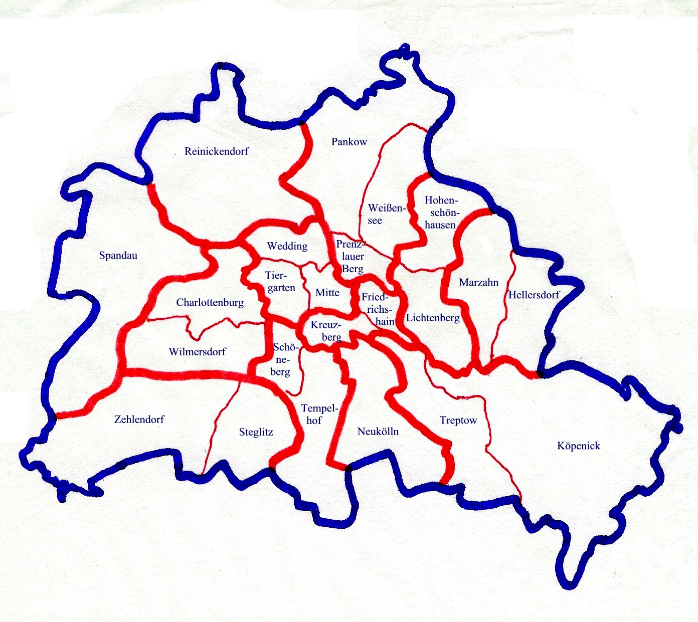 Berlin Bezirke Map - berlin • mappery