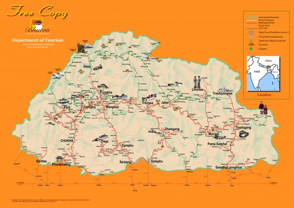 Bhutan Tourist map