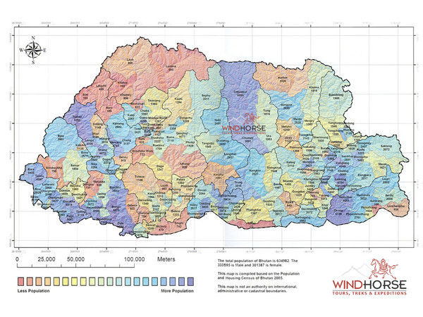 Bhutan population Map