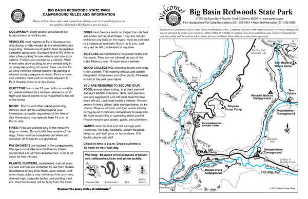 Big Basin Redwoods State Park Map 21600 Big Basin Way Boulder Creek Ca Mappery